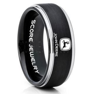 John Deere Ring, Farmer Ring, Agriculture Ring, Construction Machinery Ring, John Deere Jewelry, John Deere Machinery Ring, Farmer Tungsten Wedding Ring, Black Tungsten Ring