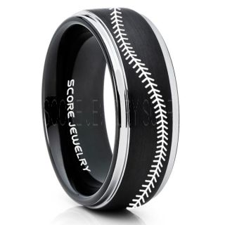 Baseball Ring, Baseball Stitch Pattern Ring, Black Tungsten Ring, Black Ring, Black Wedding Band, Black Wedding Ring, Baseball Stitch Ring, Black Wedding Band