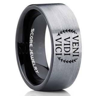 Veni Vidi Vici Ring, Julius Caesar Ring, Roman Ring, Roman Republic Ring, I Came I Saw I Conquered Ring, Roman Senate Ring, Julius Caesar Jewelry, Black Tungsten Ring