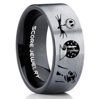 Jack and Sally Ring, Jack and Sally Wedding Band, We're Simply Meant To Be Ring, Silver Tungsten Ring, Silver Tungsten Wedding Band, Jack and Sally Wedding Ring