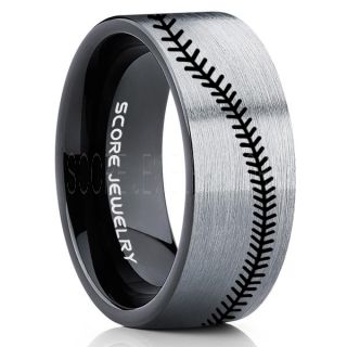 Baseball Ring, Baseball Stitch Pattern Ring, Silver Tungsten Ring, Silver Ring, Silver Wedding Band, Silver Wedding Ring, Baseball Stitch Ring, Silver Tungsten Band