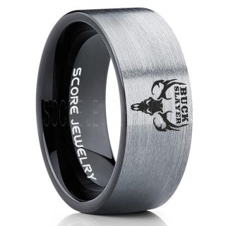 Buck Slayer Ring, Deer Hunting Ring, Hunting Ring, Deer Hunting Jewelry, Deer Buck Ring, Outdoorsman Ring, Deer Jewelry, Silver Tungsten Band