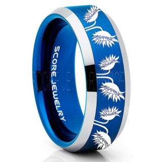 Sunflower Ring, Sunflower Jewelry, Sunflower Wedding Ring, Sunflower Wedding Band, Blue Tungsten Ring, Blue Wedding Band, Blue Wedding Ring