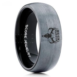 Buck Slayer Ring, Deer Hunting Ring, Hunting Ring, Deer Hunting Jewelry, Deer Buck Ring, Outdoorsman Ring, Deer Jewelry, Silver Tungsten Band