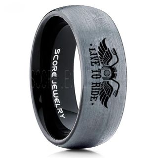 Live To Ride Ring, Live To Ride Wedding Ring, Motorcycle Ring, Live To Ride Wedding Band, Live To Ride Jewelry, Biker Ring, Biker Tungsten Wedding Ring, Silver Tungsten Rings