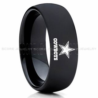 Dallas Cowboys Ring, Cowboys Ring, Dallas Ring, Dallas Cowboys Jewelry, Black Tungsten Ring, Police Force ring, Black Wedding Band
