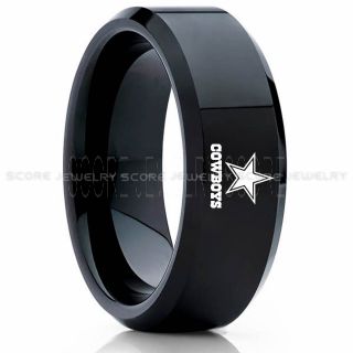 Dallas Cowboys Ring, Cowboys Ring, Dallas Ring, Dallas Cowboys Jewelry, Black Tungsten Ring, Police Force ring, Black Wedding Band
