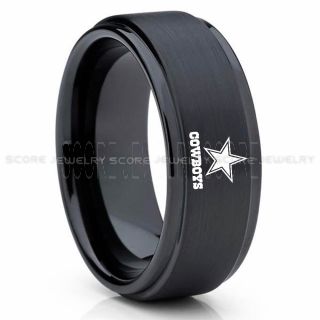 Dallas Cowboys Ring, Cowboys Ring, Dallas Ring, Dallas Cowboys Jewelry, Black Tungsten Ring, Police Force ring, Black Wedding Band