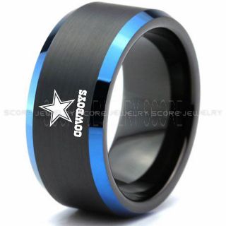 Dallas Cowboys Ring, Cowboys Ring, Dallas Ring, Dallas Cowboys Jewelry, Black Tungsten Ring, Police Force ring, Black Wedding Band