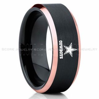 Dallas Cowboys Ring, Cowboys Ring, Dallas Ring, Dallas Cowboys Jewelry, Black Tungsten Ring, Police Force ring, Black Wedding Band