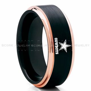 Dallas Cowboys Ring, Cowboys Ring, Dallas Ring, Dallas Cowboys Jewelry, Black Tungsten Ring, Police Force ring, Black Wedding Band