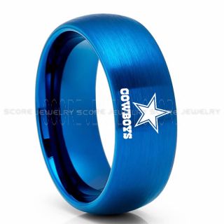 Dallas Cowboys Ring, Cowboys Ring, Dallas Ring, Dallas Cowboys Jewelry, Blue Tungsten Ring, Blue Wedding Band