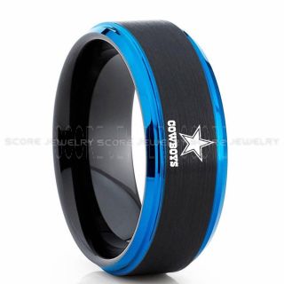 Dallas Cowboys Ring, Cowboys Ring, Dallas Ring, Dallas Cowboys Jewelry, Black Tungsten Ring, Police Force ring, Black Wedding Band