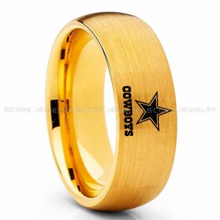 Dallas Cowboys Ring, Cowboys Ring, Dallas Ring, Dallas Cowboys Jewelry, Gold Tungsten Ring, Gold Wedding Band