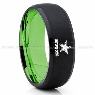 Dallas Cowboys Ring, Cowboys Ring, Dallas Ring, Dallas Cowboys Jewelry, Black Tungsten Ring, Police Force ring, Black Wedding Band