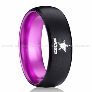 Dallas Cowboys Ring, Cowboys Ring, Dallas Ring, Dallas Cowboys Jewelry, Black Tungsten Ring, Black Wedding Band