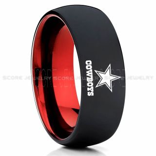 Dallas Cowboys Ring, Cowboys Ring, Dallas Ring, Dallas Cowboys Jewelry, Black Tungsten Ring, Black Wedding Band
