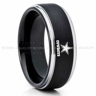 Dallas Cowboys Ring, Cowboys Ring, Dallas Ring, Dallas Cowboys Jewelry, Black Tungsten Ring, Police Force ring, Black Wedding Band