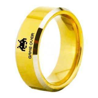 Player 1 Player 2 Rings, Retro Gamer Rings, Gamer Rings, Space Invaders Rings, Atari Rings, Nintendo Rings, Yellow Gold Tungsten Rings, Yellow Gold Wedding Bands