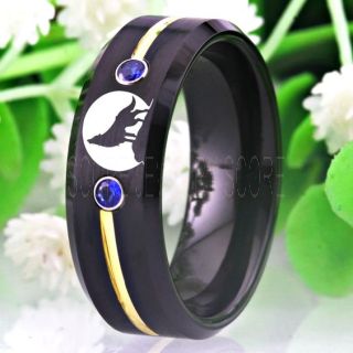 Wolf Ring, Wolves Ring, Wolves Howling Ring, Wolves Howling Under Moon Ring, Wolf Tungsten Ring, Wolves Scene Tungsten Ring, Howling Wolf Tungsten Ring