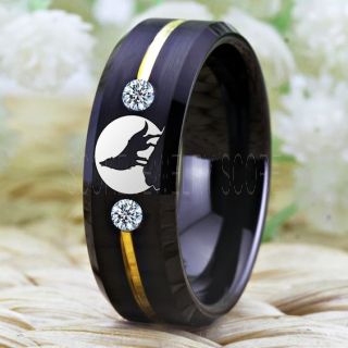 Wolf Ring, Wolves Ring, Wolves Howling Ring, Wolves Howling Under Moon Ring, Wolf Tungsten Ring, Wolves Scene Tungsten Ring, Howling Wolf Tungsten Ring