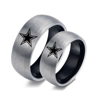 Texas Rings, Texas Football Rings, Dallas Rings, 2 Piece Couple Set Football Rings, Silver Tungsten Rings, Silver Tungsten Wedding Rings, Silver Wedding Rings, Dallas Football Rings, Dallas Football Wedding Rings