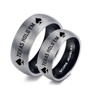 Texas Holdem Poker Rings, Poker Rings, 2 Piece Couple Set Ace of Spades Rings, Poker Jewelry, Blackjack Rings, Casino Rings, Joker Rings, Poker Wedding Rings, Silver Tungsten Rings