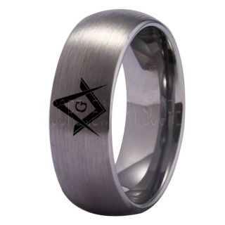 Freemason Ring, Freemason Jewelry, Freemasonry Jewelry, Silver Tungsten Band, Silver Tungsten Wedding Band, Freemasonry Ring, Square and Compasses Tungsten Ring