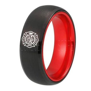 Fire Department Ring, Fireman Ring, Fireman Jewelry, Black Tungsten Band, Black Tungsten Wedding Band, Firefighter Ring, Fire Department Tungsten Ring