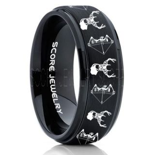 Deer Hunting Ring, Elk Hunting Ring, Deer Hunting Tungsten Ring, Crossbow Deer Hunting Ring, Crossbow Deer Ring, Deer Jewelry, Black Tungsten Wedding Band