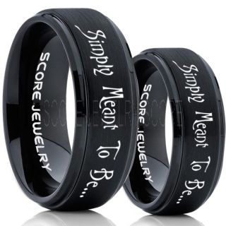 Simply Meant To Be Rings, Jack and Sally Rings, Jack and Sally Wedding Bands, Black Tungsten Rings, Black Tungsten Wedding Bands, Jack and Sally Wedding Rings