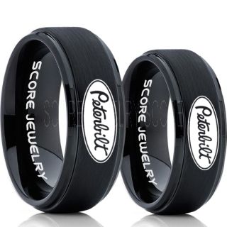 Peterbilt Rings, Peterbilt Jewelry, 2 Piece Couple Set Black Tungsten Rings, Trucker Rings, Truck Driver Rings, Driver Rings, Black Tungsten Wedding Bands