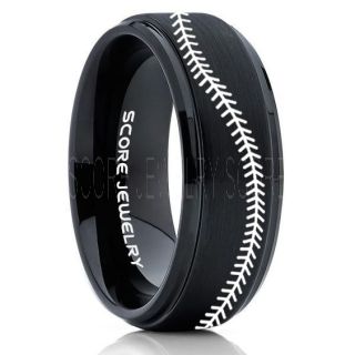 Baseball Ring, Baseball Stitch Pattern Ring, Black Tungsten Ring, Black Ring, Black Wedding Band, Black Wedding Ring, Baseball Stitch Ring, Black Wedding Band