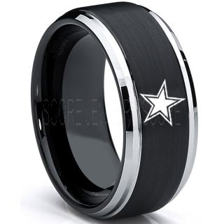 Texas Ring, Texas Football Ring, Dallas Ring, Football Ring, Black Tungsten Ring, Black Tungsten Wedding Ring, Black Wedding Ring, Dallas Football Ring, Dallas Football Wedding Ring