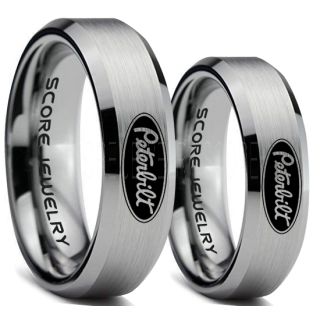 Peterbilt Rings, Peterbilt Jewelry, 2 Piece Couple Set Silver Tungsten Rings, Trucker Rings, Truck Driver Rings, Driver Rings, Silver Tungsten Wedding Bands