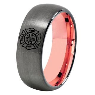 Fire Department Ring, Fireman Ring, Fireman Jewelry, Gunmetal Tungsten Band, Gunmetal Tungsten Wedding Band, Firefighter Ring, Fire Department Tungsten Ring