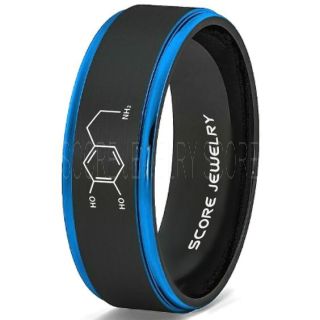Dopamine Ring, Hormone Ring, Neurotransmitter Ring, Science Jewelry, Black Wedding Ring, Black Tungsten Ring, Black Tungsten Wedding Band, Dopamine Jewelry