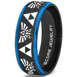 Legend of Zelda Ring, Zelda Triforce Ring, Black Zelda Wedding Ring, Black Tungsten Zelda Wedding Band, Black Tungsten Ring, Black Wedding Band, Gamer Ring