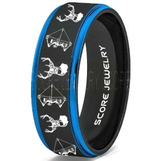 Deer Hunting Ring, Elk Hunting Ring, Deer Hunting Tungsten Ring, Crossbow Deer Hunting Ring, Crossbow Deer Ring, Deer Jewelry, Black Tungsten Wedding Band