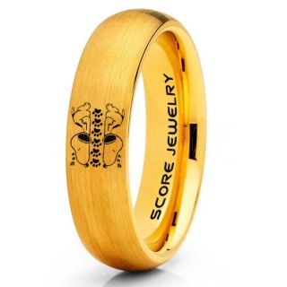 Snoopy Ring, Snoopy Wedding Ring, Snoopy Wedding Band, 14K Yellow Gold Tungsten Ring, Yellow Gold Ring, Yellow Gold Wedding Band, Yellow Gold Wedding Ring