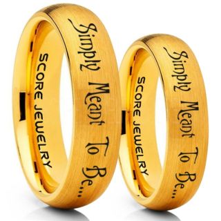 Simply Meant To Be Rings, Jack and Sally Rings, Jack and Sally Wedding Bands, 14K Yellow Gold Tungsten Rings, Yellow Gold Tungsten Wedding Bands, Jack and Sally Wedding Rings