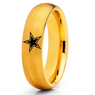 Texas Ring, Texas Football Ring, Dallas Ring, Football Ring, 14K Yellow Gold Tungsten Ring, Yellow Gold Tungsten Wedding Ring, Yellow Gold Wedding Ring, Dallas Football Ring, Dallas Football Wedding Ring