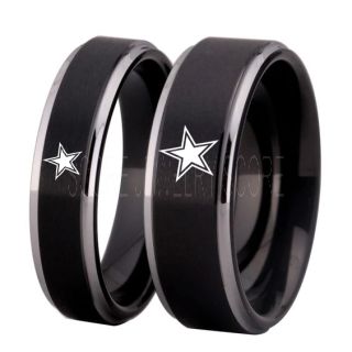 Texas Rings, Texas Football Rings, Dallas Rings, 2 Piece Couple Set Football Rings, Black Tungsten Rings, Black Tungsten Wedding Rings, Black Wedding Rings, Dallas Football Rings, Dallas Football Wedding Rings