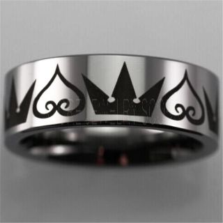 Kingdom Hearts Ring, Kingdom Hearts Jewelry, Kingdom Hearts Wedding Ring, Kingdom Hearts Wedding Band, Kingdom Hearts Silver Ring, Silver Tungsten Wedding Band