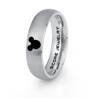 Mickey Mouse Ring 6mm Silver Tungsten Ring Mickey Mouse Design