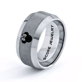Minnie Mouse Ring 10mm Silver Tungsten Ring Minnie Mouse Design