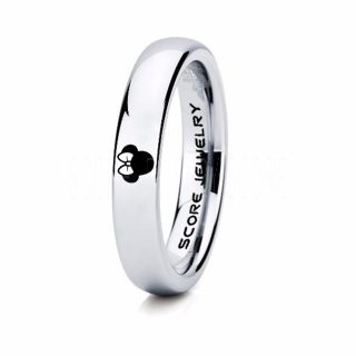 Minnie Mouse Ring 4mm Silver Tungsten Ring Minnie Mouse Design