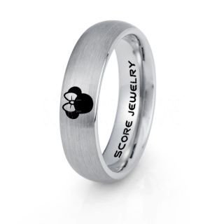 Minnie Mouse Ring 6mm Silver Tungsten Ring Minnie Mouse Design