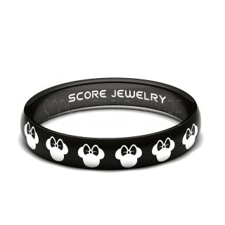 Minnie Mouse Ring 4mm Black Tungsten Ring Minnie Mouse Design