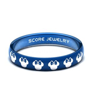 Minnie Mouse Ring 4mm Blue Tungsten Ring Minnie Mouse Design